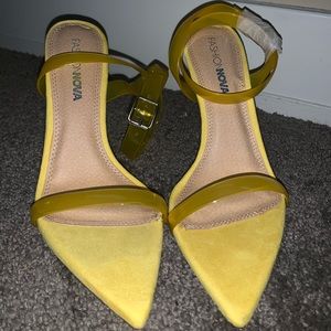 Yellow strap heels